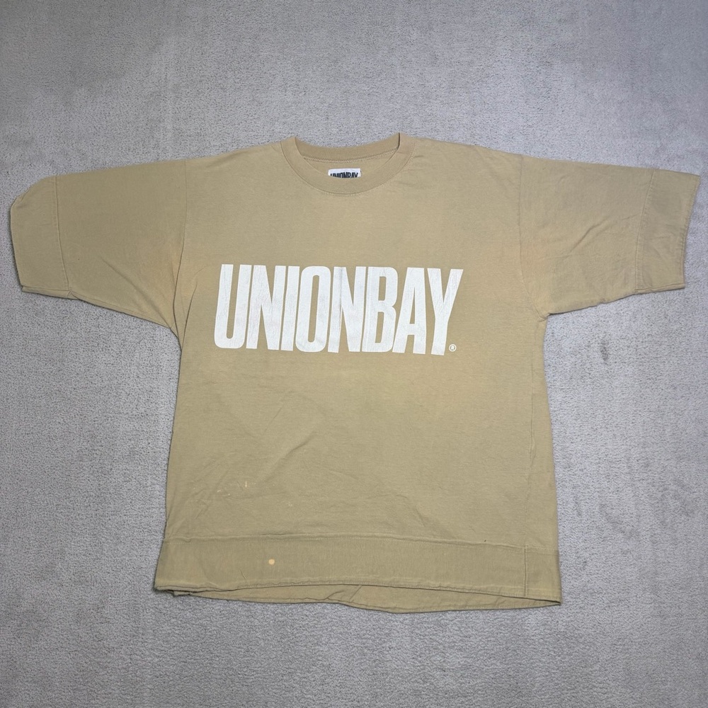 Vintage Union Bay Oversized Tee Shirt Men’s Medium Boxy Fit Beige USA Made